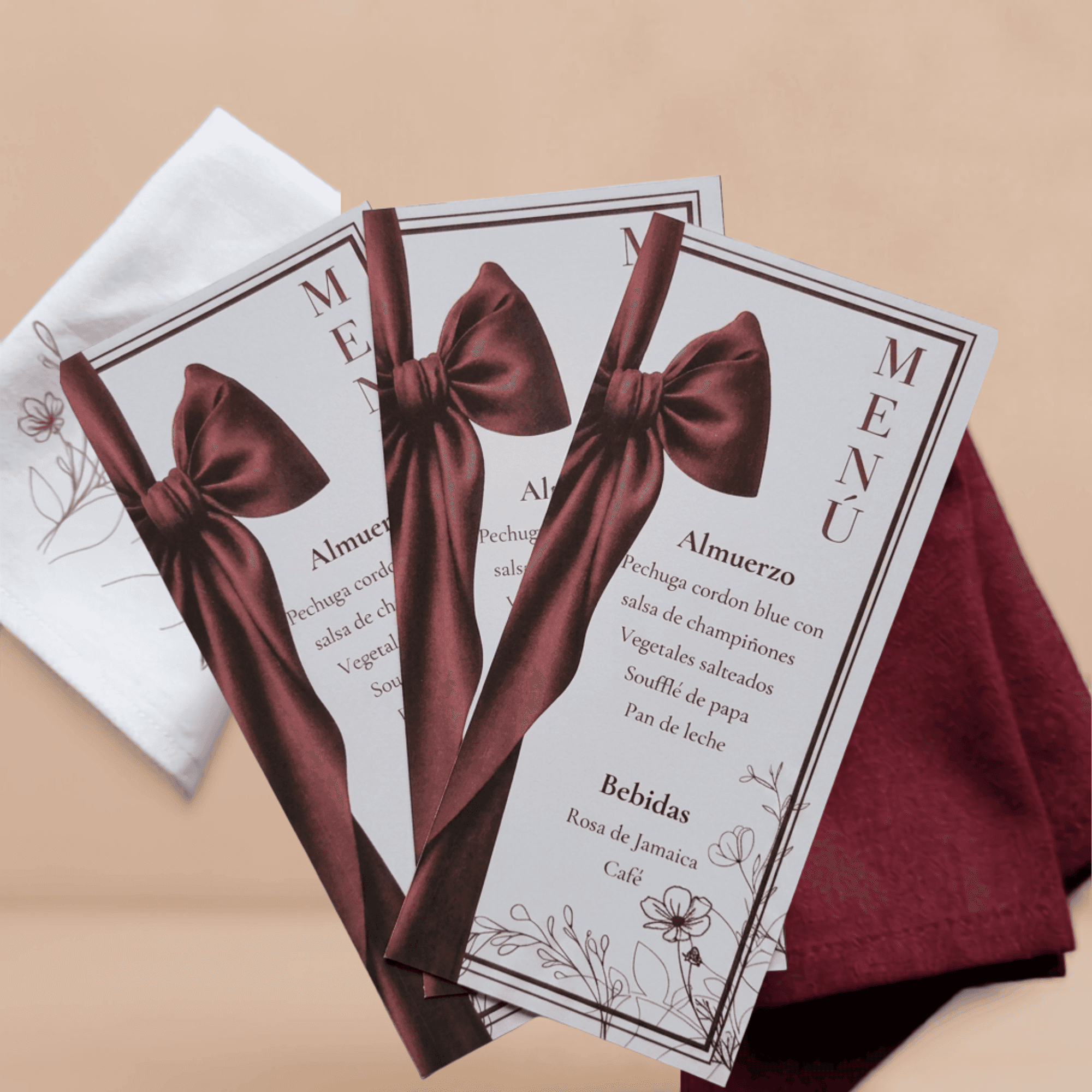 Menú de Mesa Elegancia Vino Tinto 4