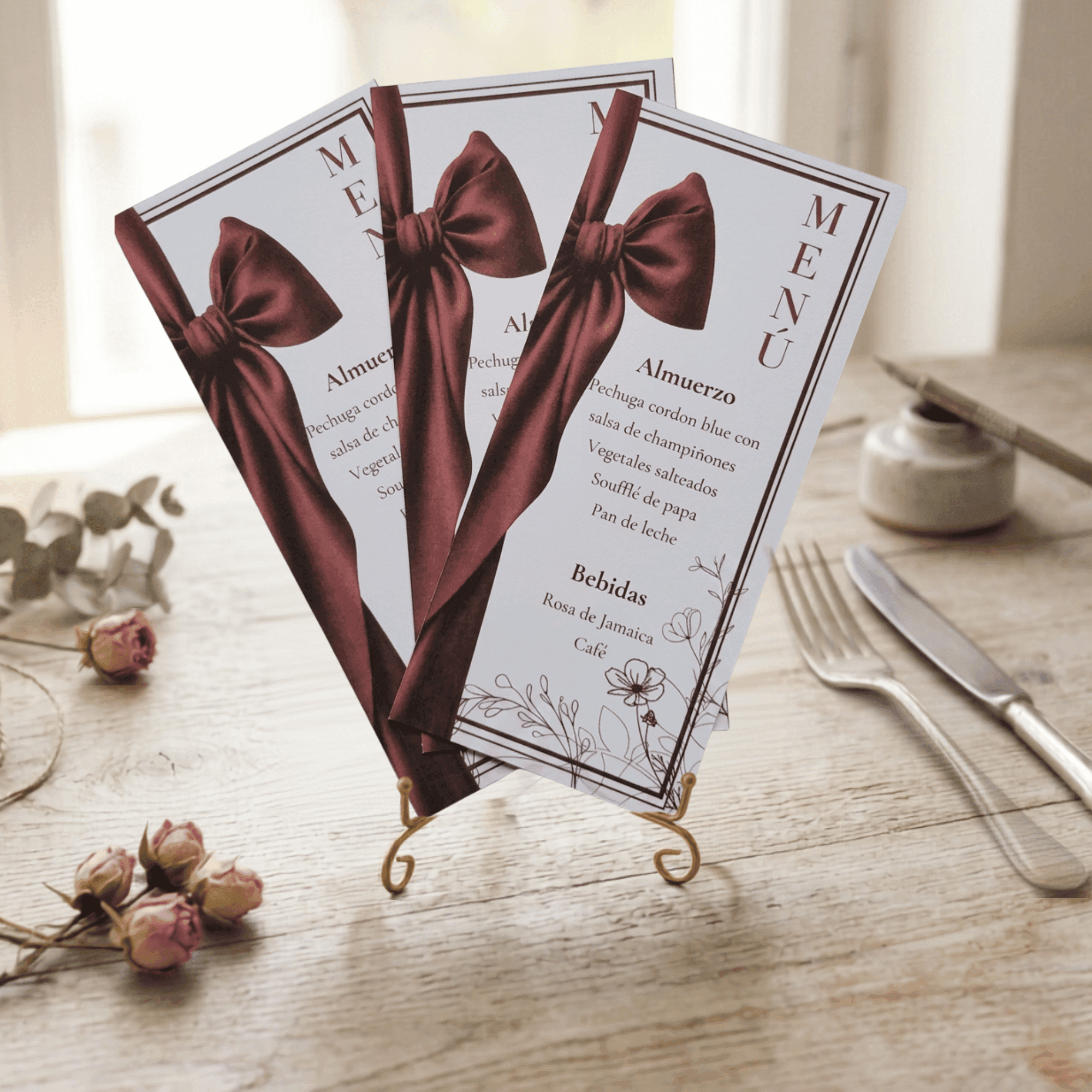 Menú de Mesa Elegancia Vino Tinto 4