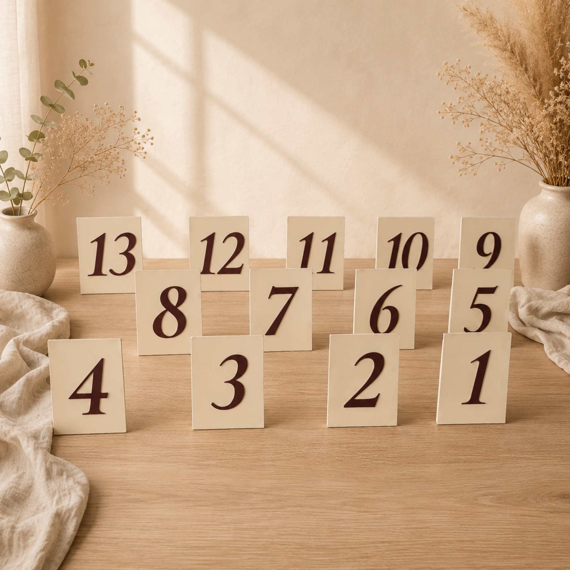 Números de Mesa Elegance Burgundy & Ivory 3D