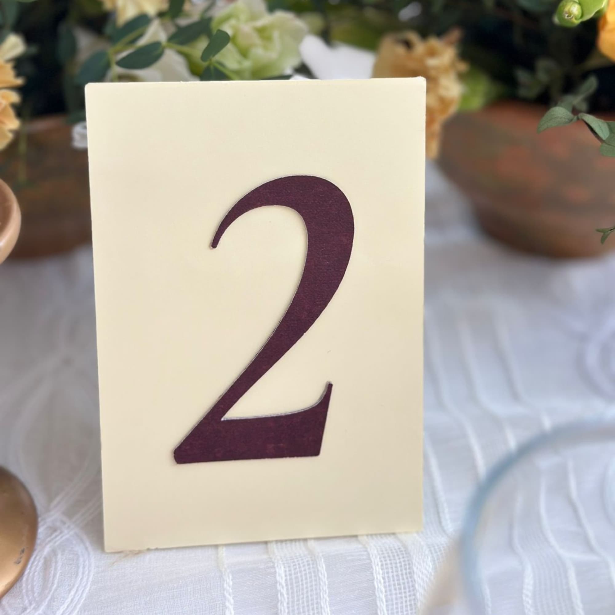 Números de Mesa Elegance Burgundy & Ivory 3D 3
